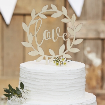 Wooden Cake Topper - love